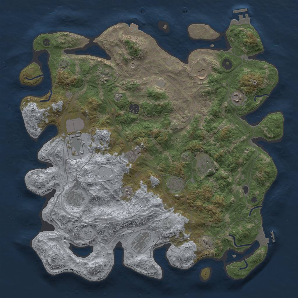 Rust Map: Procedural Map, Size: 4250, Seed: 264890891, 19 Monuments