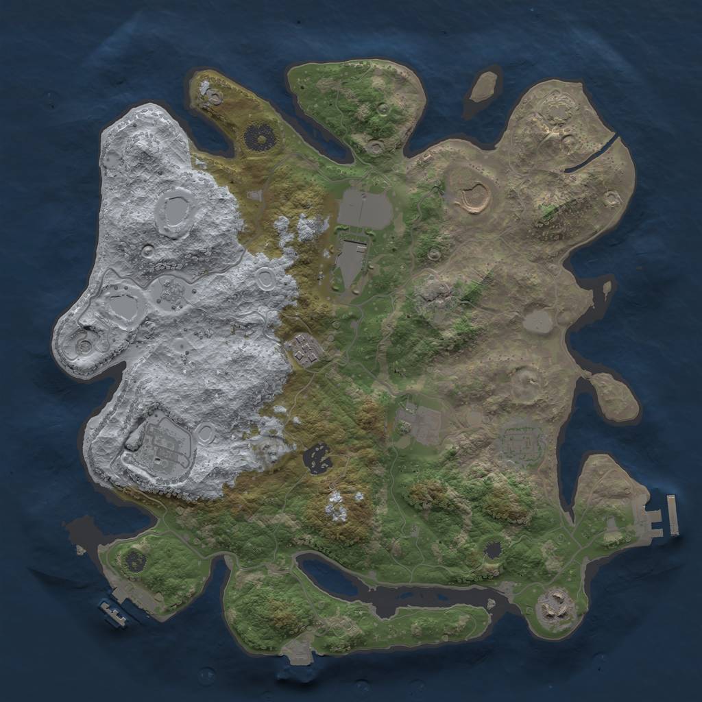 Rust Map: Procedural Map, Size: 3500, Seed: 456761237, 16 Monuments