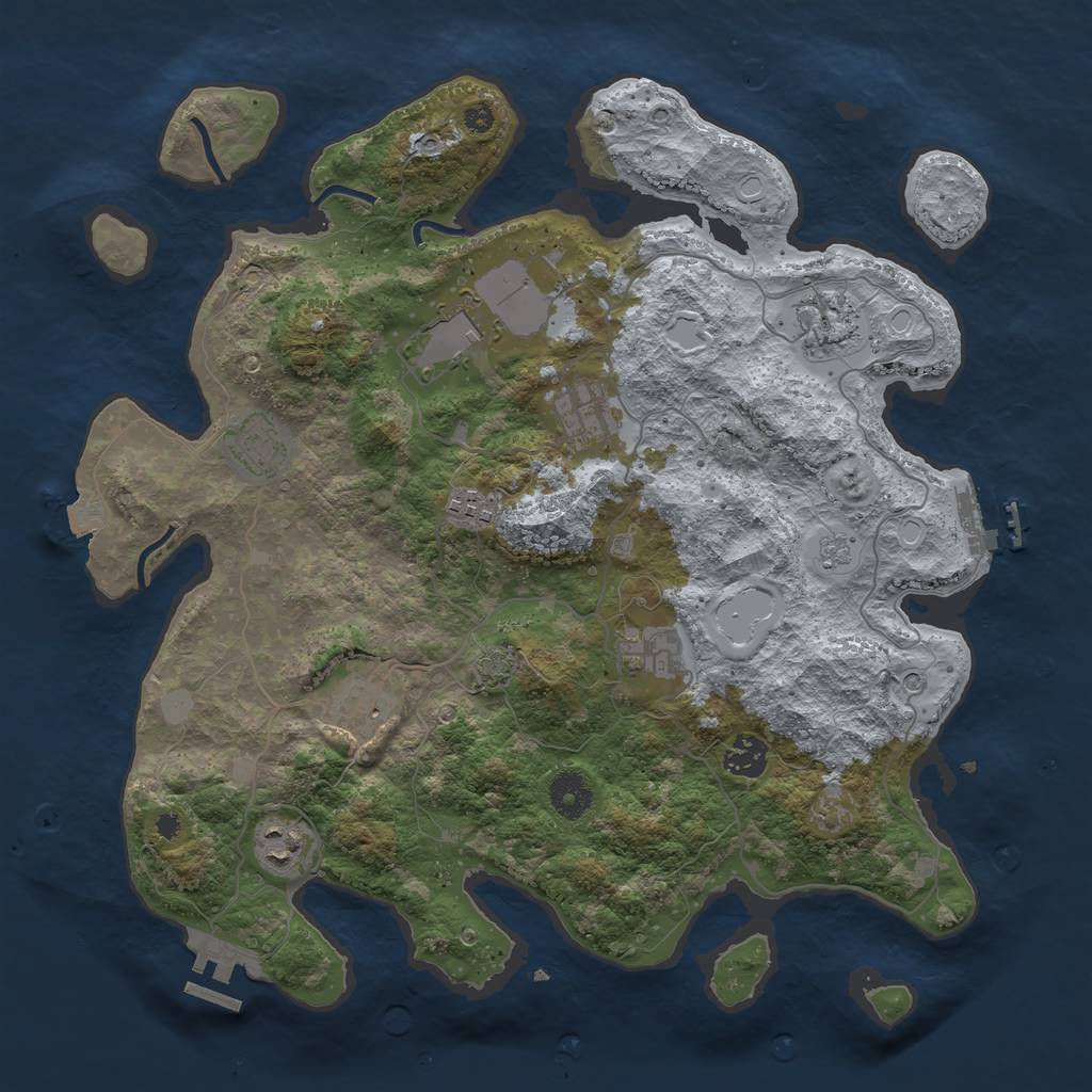 Rust Map: Procedural Map, Size: 3750, Seed: 11561156, 17 Monuments