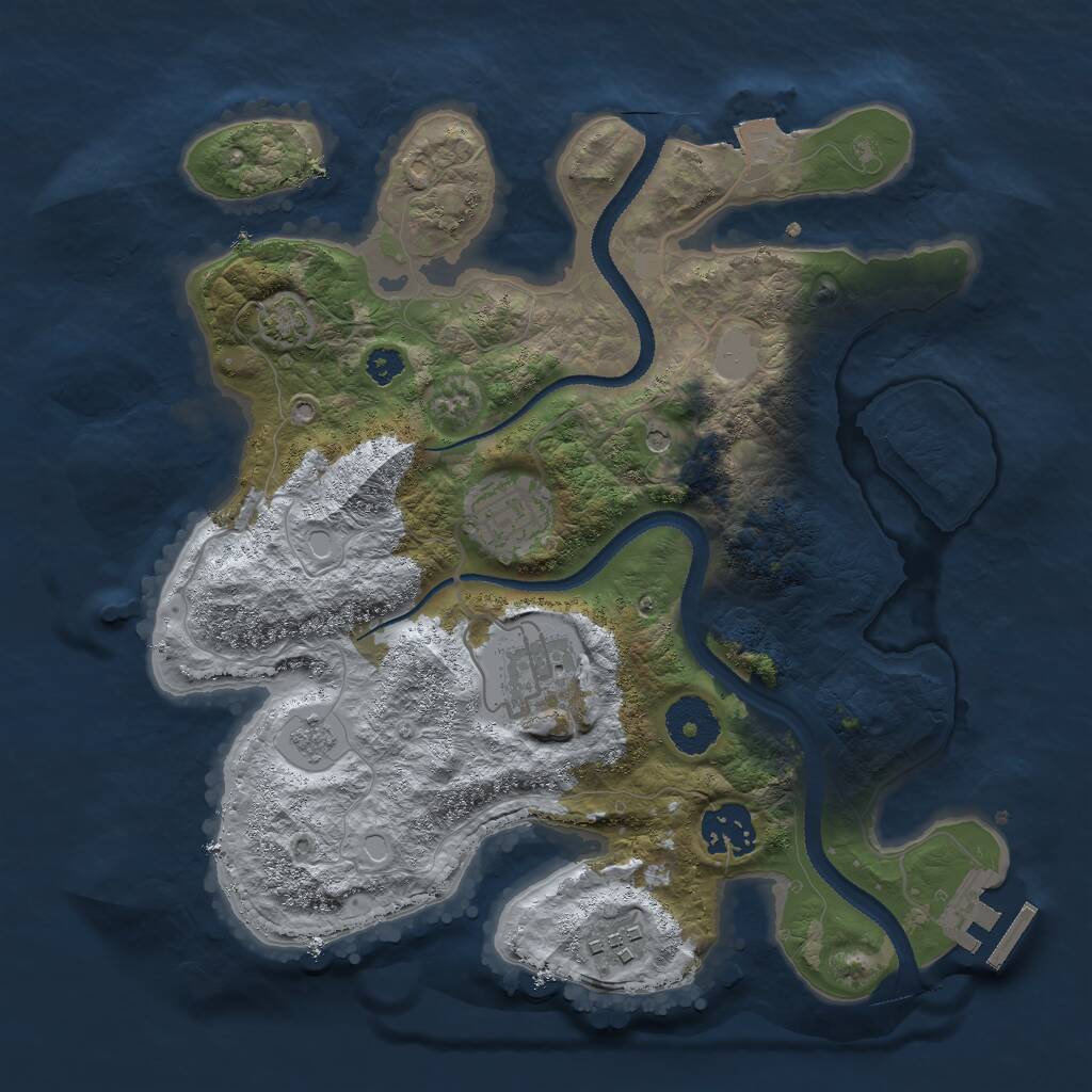 Rust Map: Procedural Map, Size: 3000, Seed: 2135202192, 9 Monuments