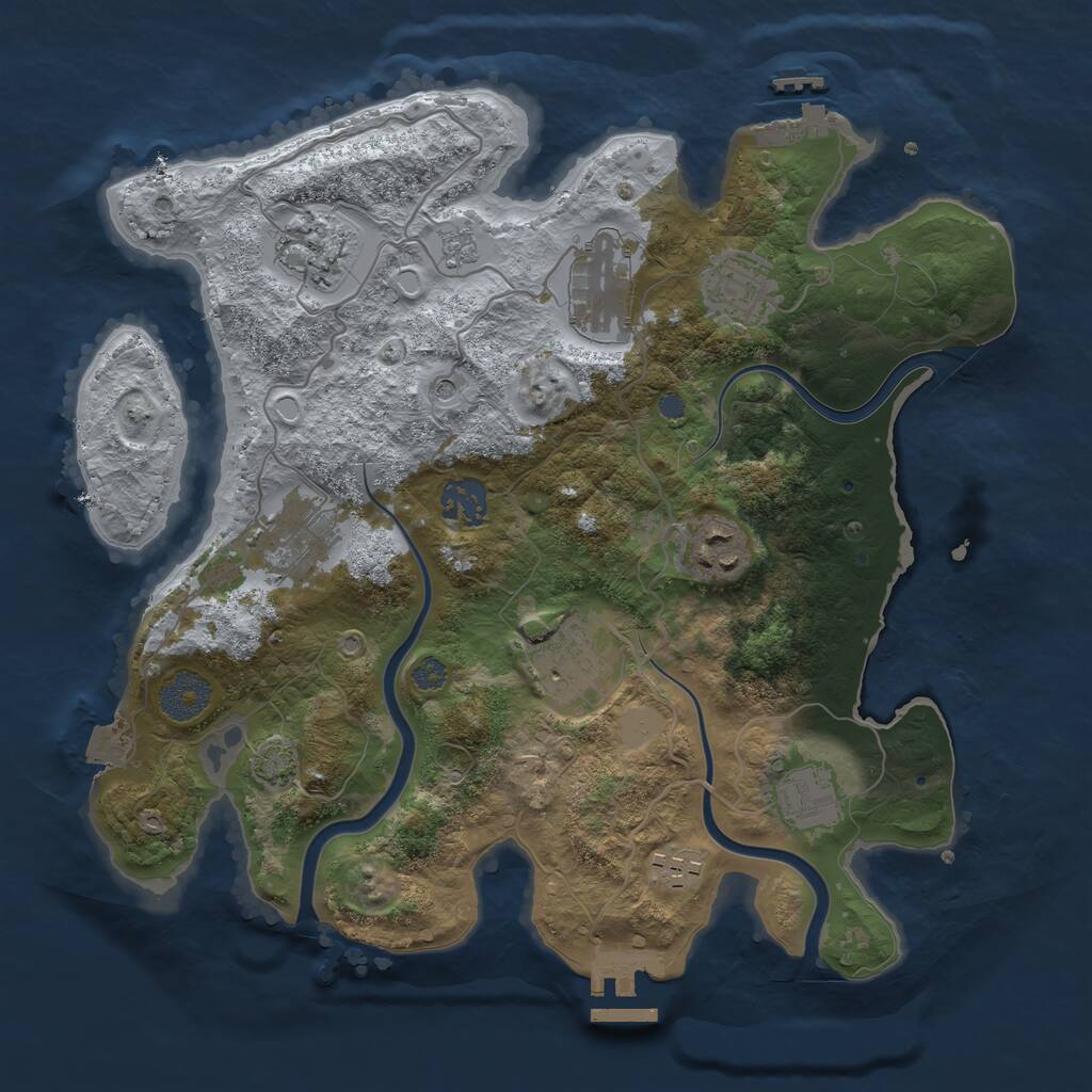 Rust Map: Procedural Map, Size: 3300, Seed: 1375539585, 14 Monuments