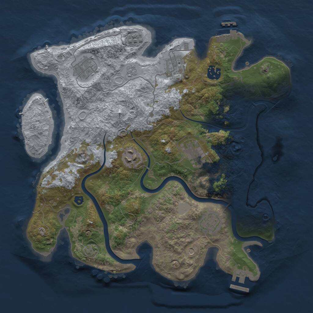 Rust Map: Procedural Map, Size: 3300, Seed: 1375539585, 13 Monuments