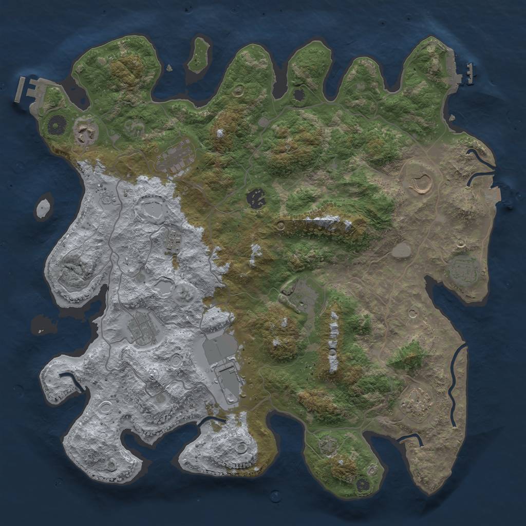 Rust Map: Procedural Map, Size: 4050, Seed: 52634322, 18 Monuments