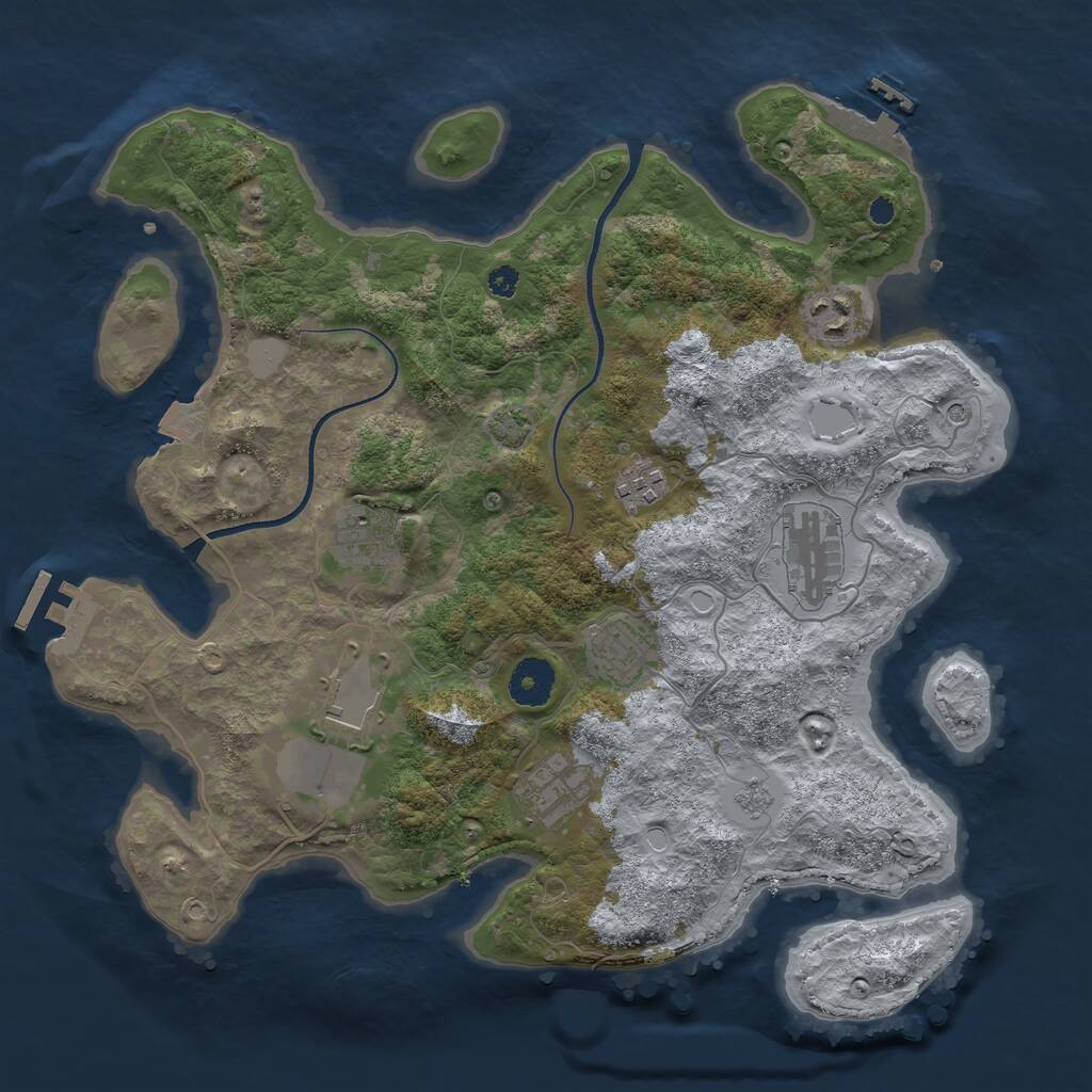 Rust Map: Procedural Map, Size: 3500, Seed: 832967572, 13 Monuments
