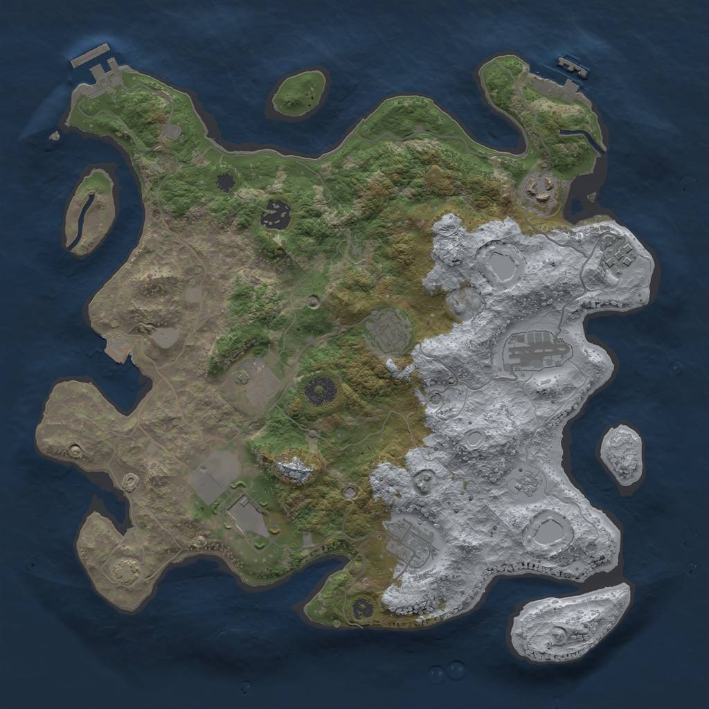 Rust Map: Procedural Map, Size: 3500, Seed: 832967572, 16 Monuments