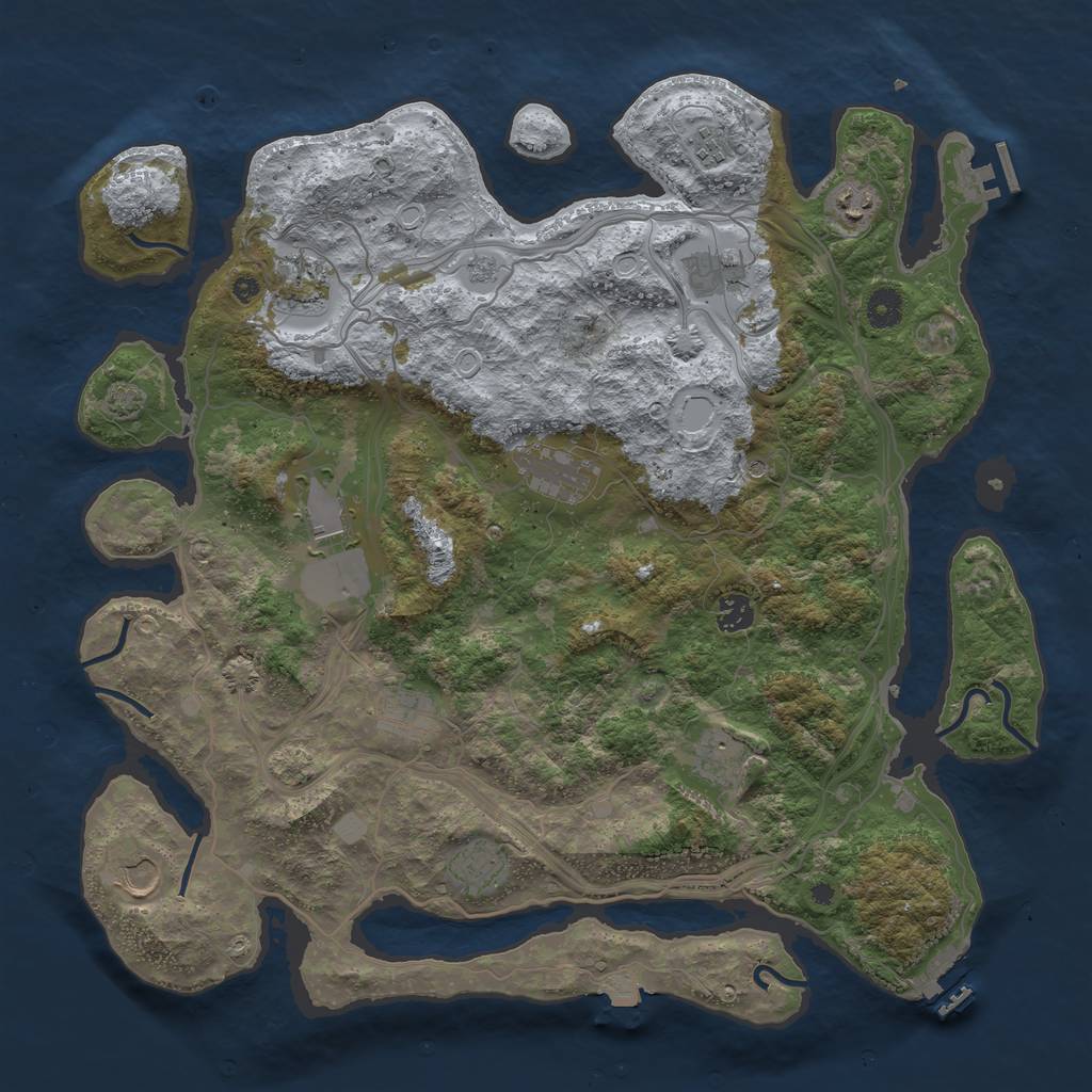 Rust Map: Procedural Map, Size: 4250, Seed: 1728405502, 19 Monuments