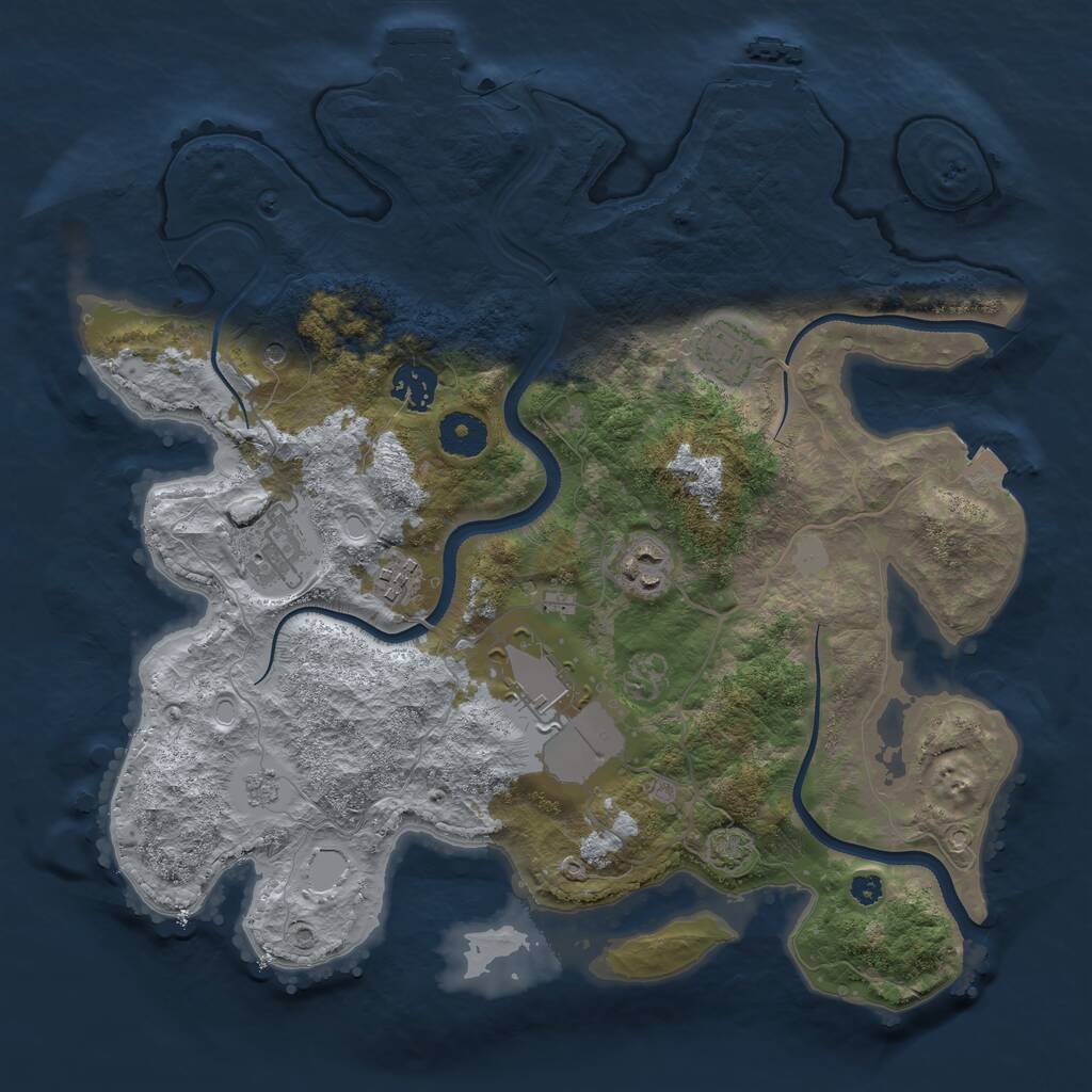 Rust Map: Procedural Map, Size: 3500, Seed: 1992693502, 12 Monuments