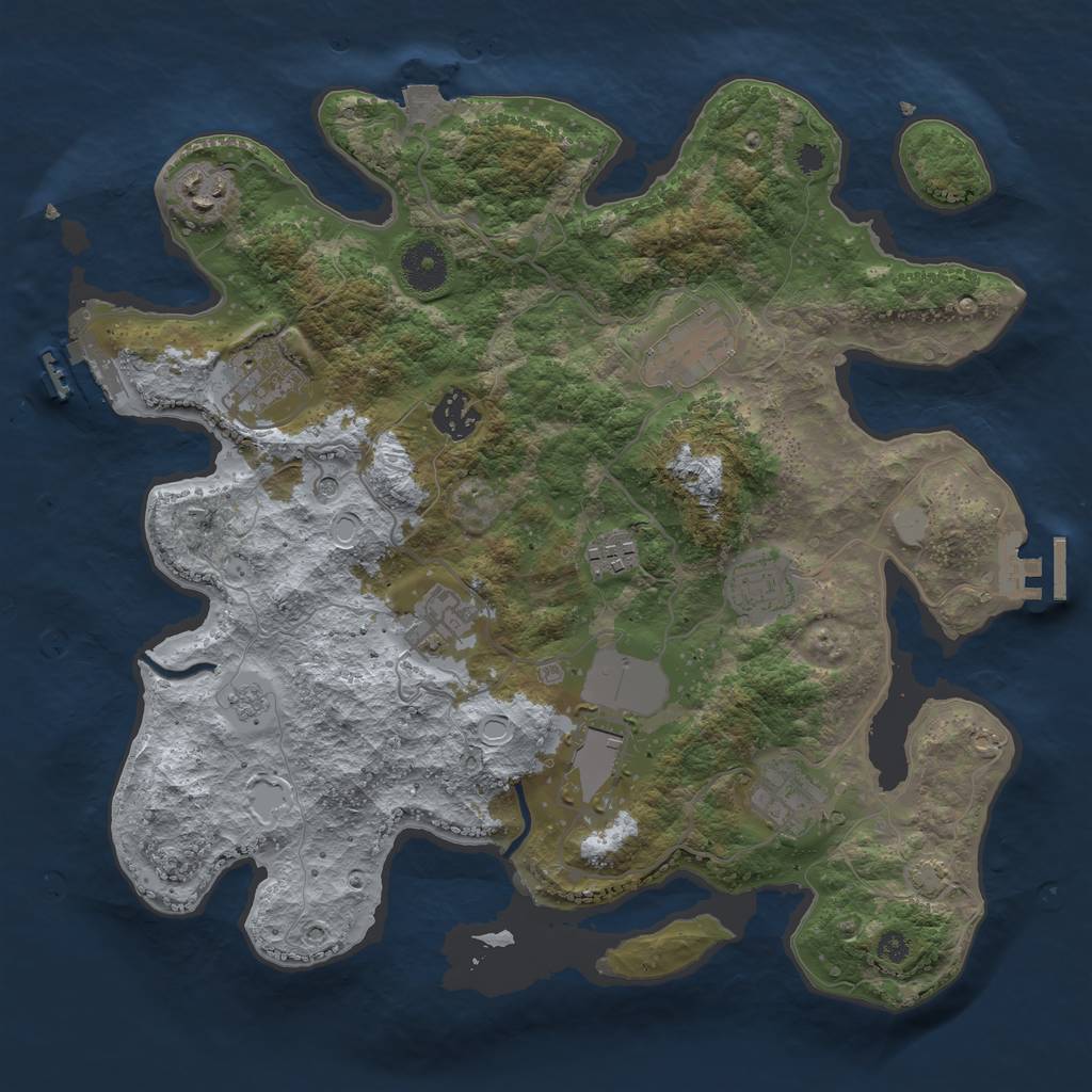 Rust Map: Procedural Map, Size: 3500, Seed: 1992693502, 17 Monuments