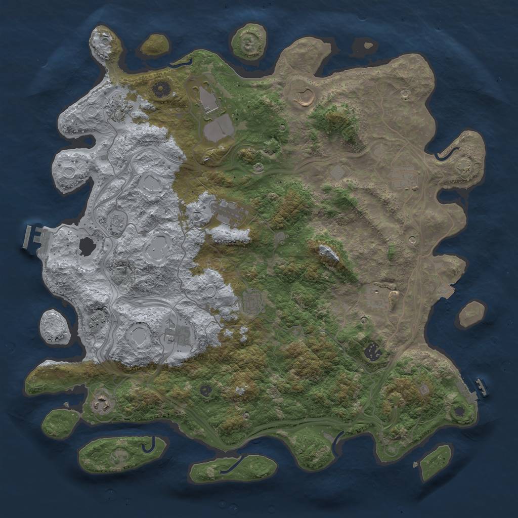 Rust Map: Procedural Map, Size: 4500, Seed: 1078413372, 19 Monuments