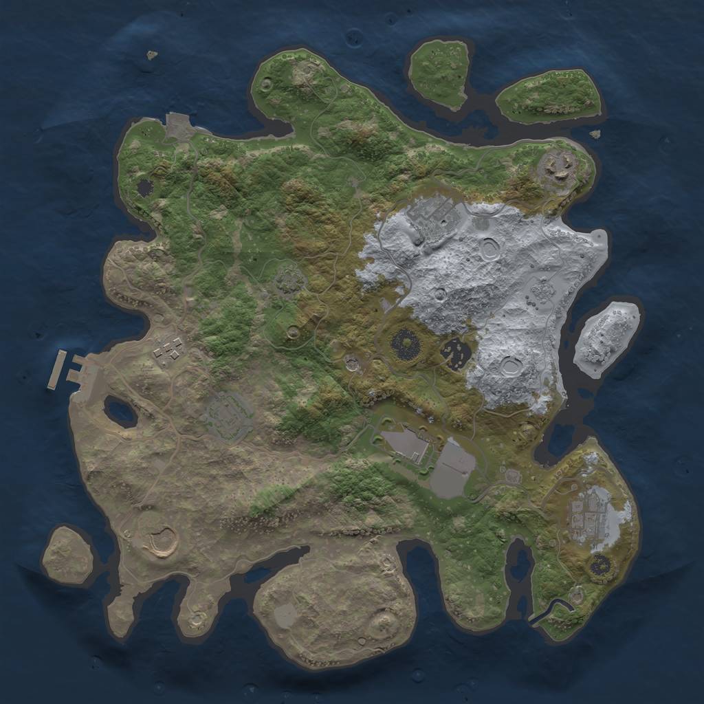 Rust Map: Procedural Map, Size: 3500, Seed: 1970366329, 15 Monuments