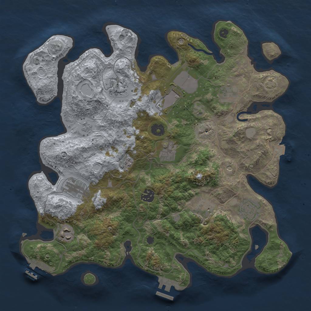 Rust Map: Procedural Map, Size: 3500, Seed: 307136406, 18 Monuments