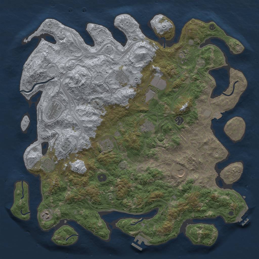 Rust Map: Procedural Map, Size: 4500, Seed: 1270719584, 19 Monuments