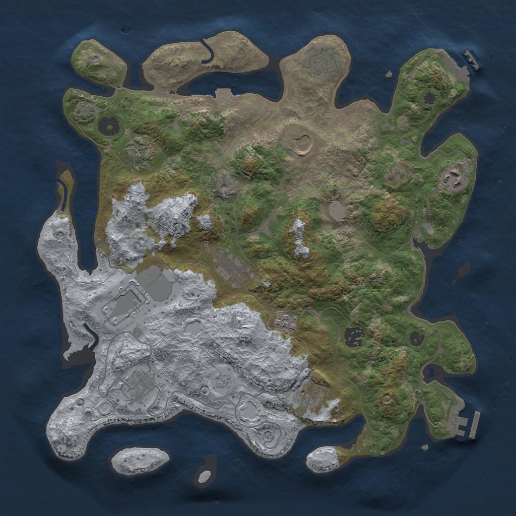 Rust Map: Procedural Map, Size: 3750, Seed: 422216, 18 Monuments