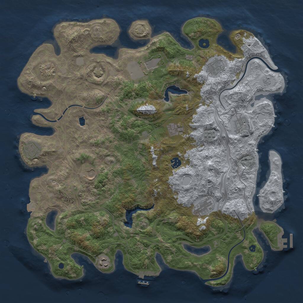 Rust Map: Procedural Map, Size: 4300, Seed: 155013629, 17 Monuments