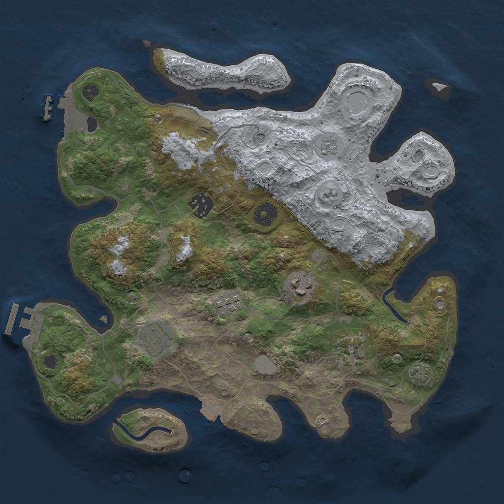 Rust Map: Procedural Map, Size: 3200, Seed: 519703475, 13 Monuments