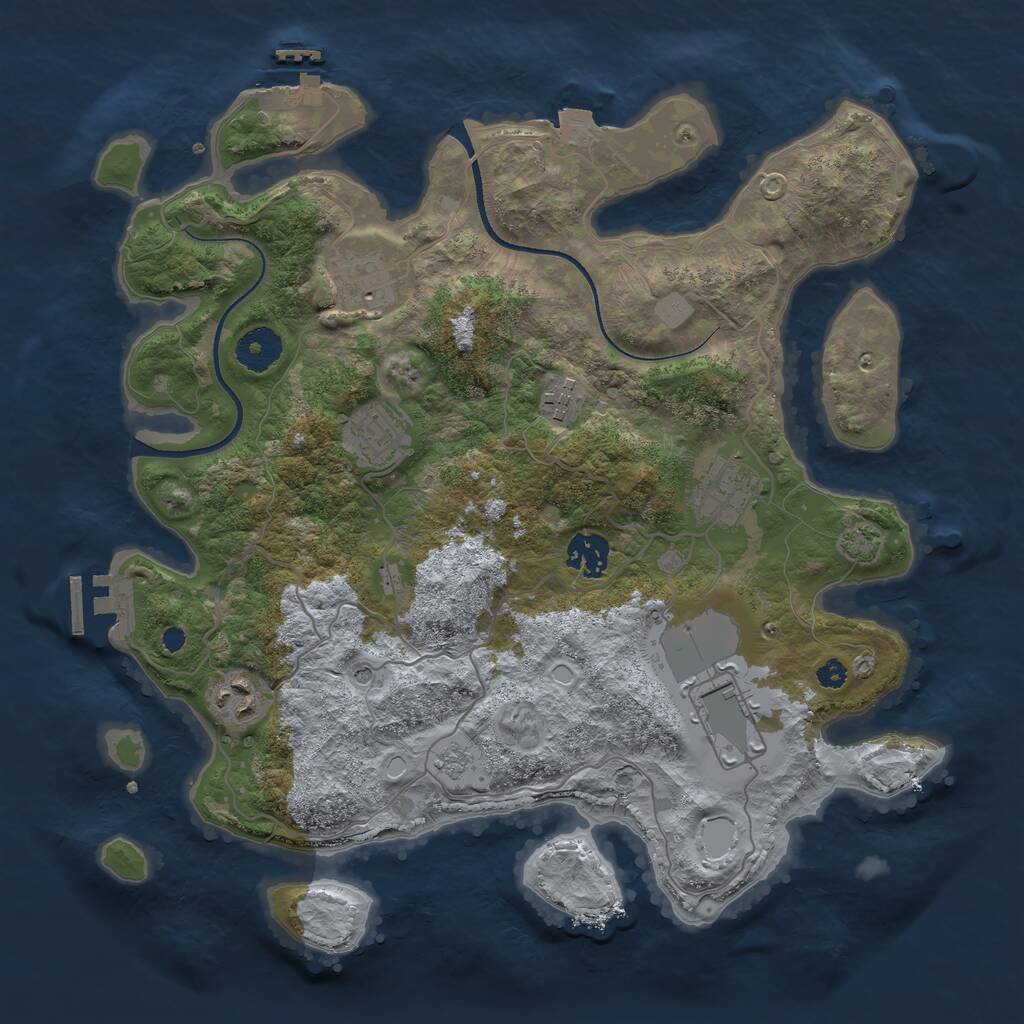 Rust Map: Procedural Map, Size: 3500, Seed: 5456657, 13 Monuments