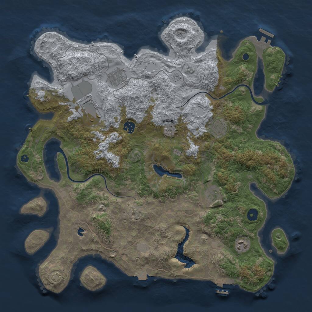 Rust Map: Procedural Map, Size: 4000, Seed: 1098399649, 13 Monuments