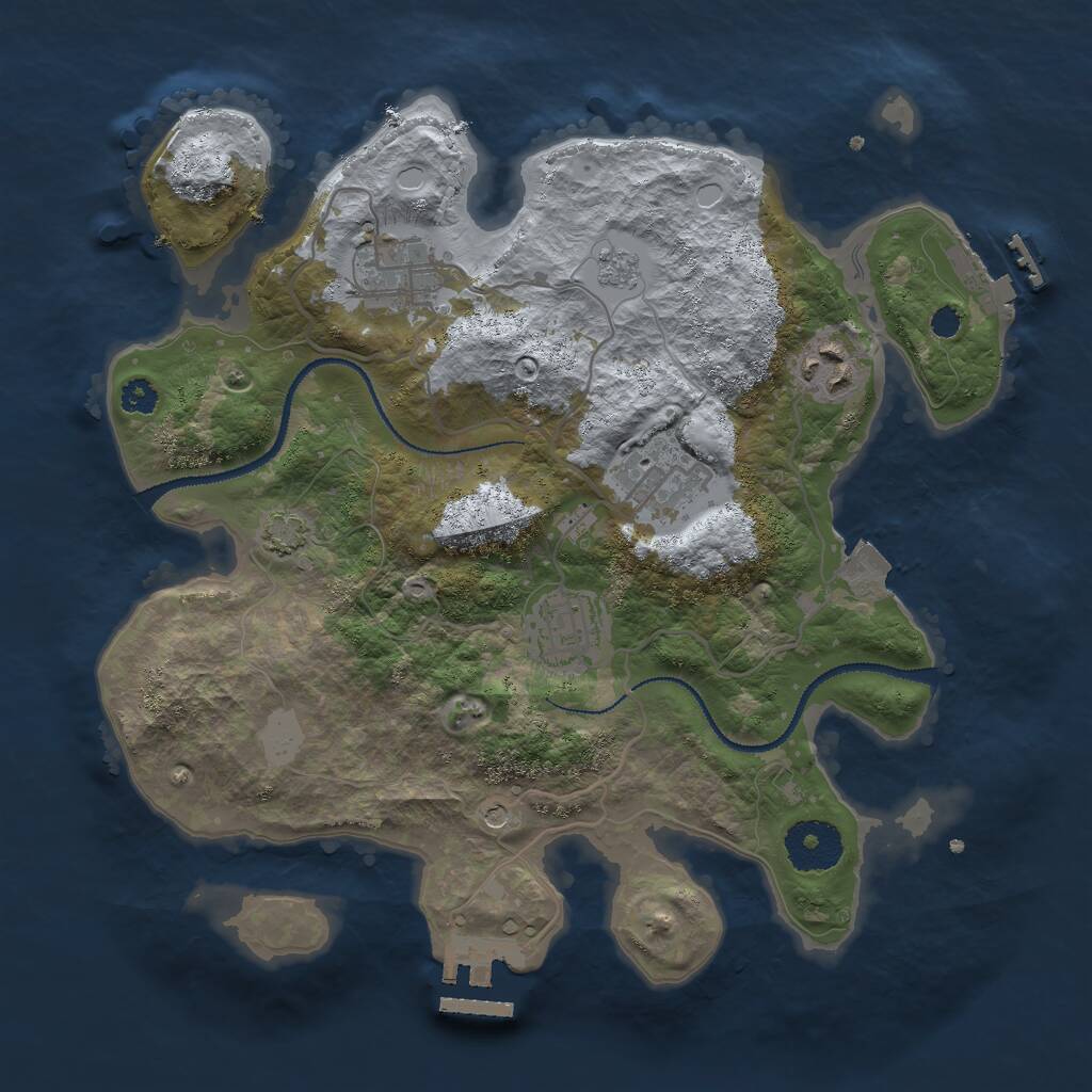 Rust Map: Procedural Map, Size: 3000, Seed: 8666, 10 Monuments