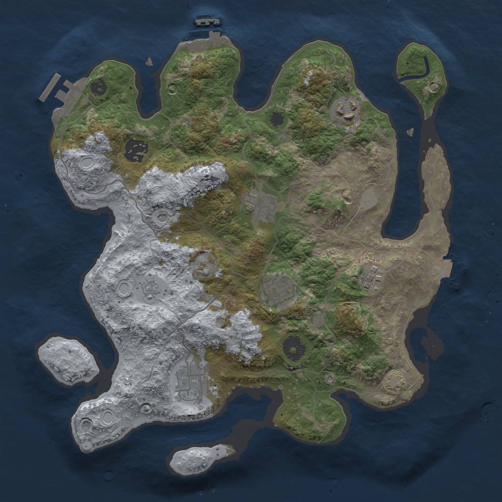 Rust Map: Procedural Map, Size: 3200, Seed: 4345, 14 Monuments