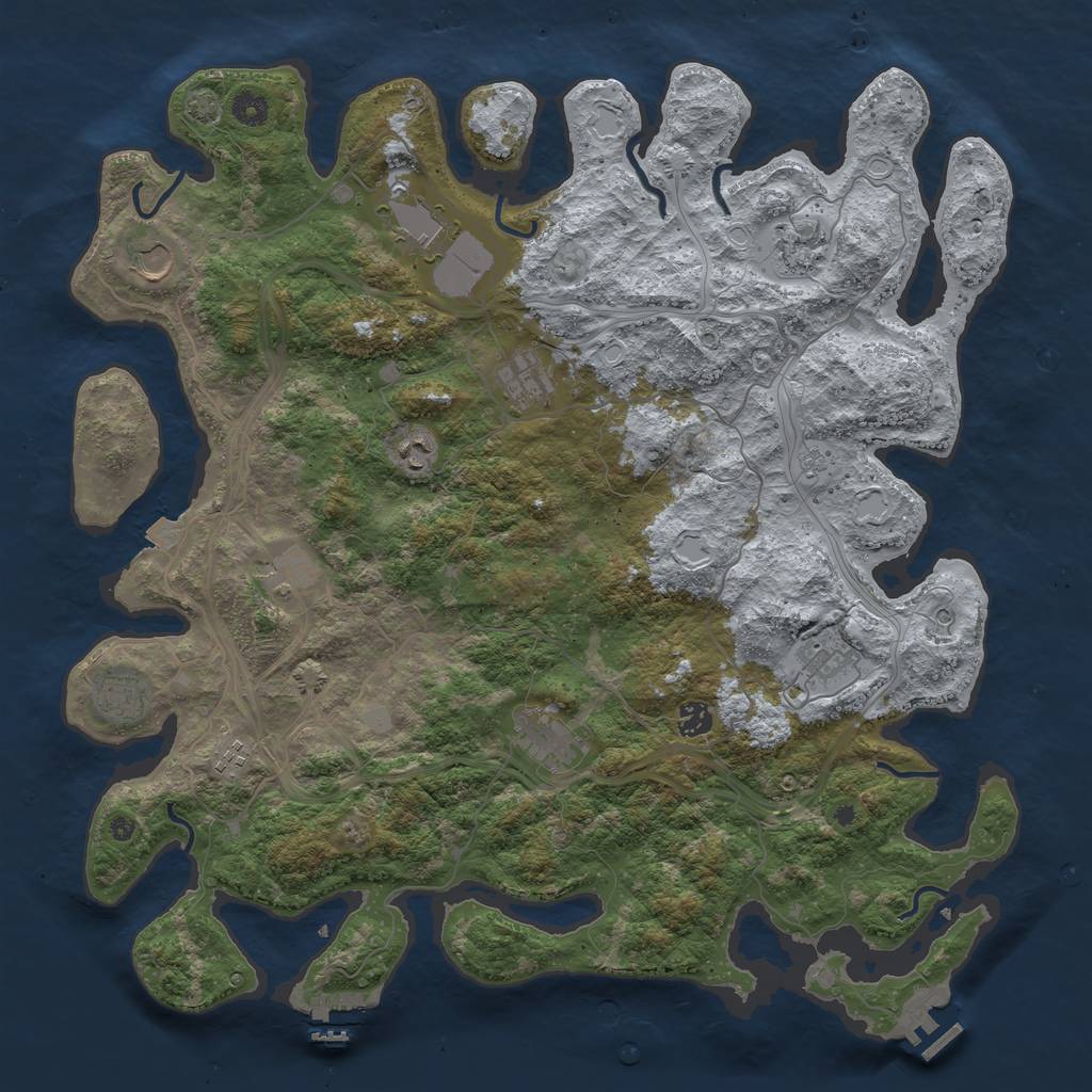 Rust Map: Procedural Map, Size: 4500, Seed: 1376065119, 19 Monuments