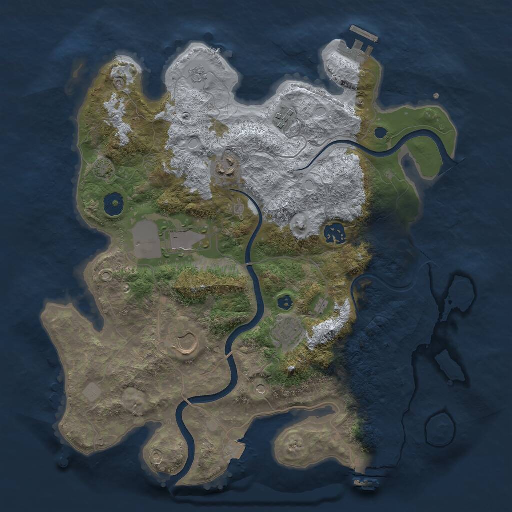 Rust Map: Procedural Map, Size: 3500, Seed: 1248582926, 12 Monuments