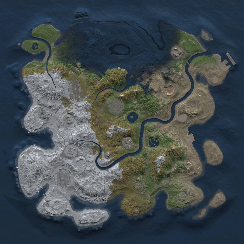 Rust Map: Procedural Map, Size: 3500, Seed: 1258169101, 14 Monuments