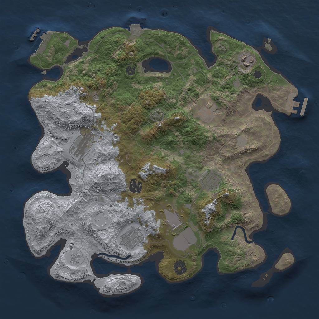 Rust Map: Procedural Map, Size: 3500, Seed: 1258169101, 15 Monuments