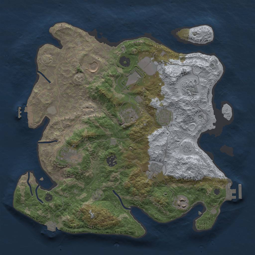 Rust Map: Procedural Map, Size: 3500, Seed: 125478635, 17 Monuments