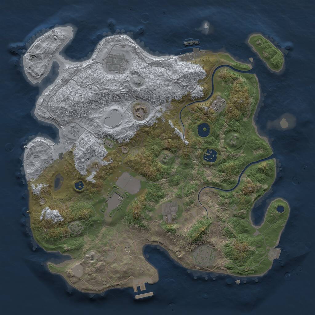 Rust Map: Procedural Map, Size: 3500, Seed: 1407985963, 13 Monuments