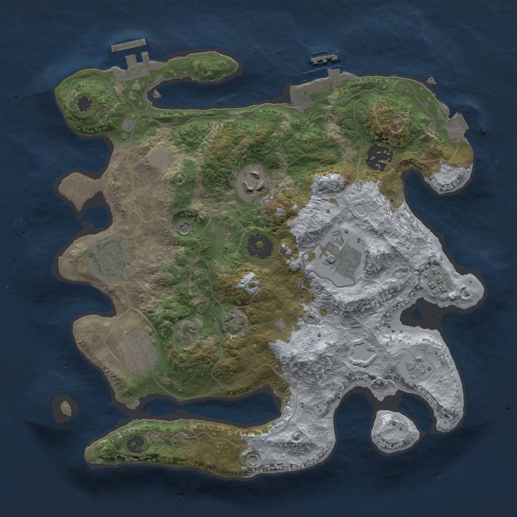Rust Map: Procedural Map, Size: 3000, Seed: 2083979348, 14 Monuments