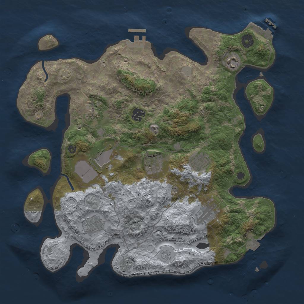 Rust Map: Procedural Map, Size: 3500, Seed: 233635928, 17 Monuments