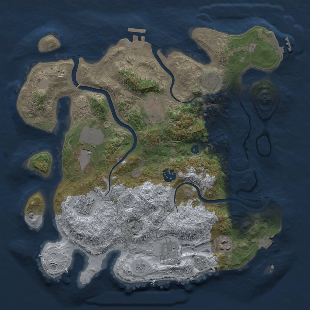 Rust Map: Procedural Map, Size: 3500, Seed: 233635928, 14 Monuments