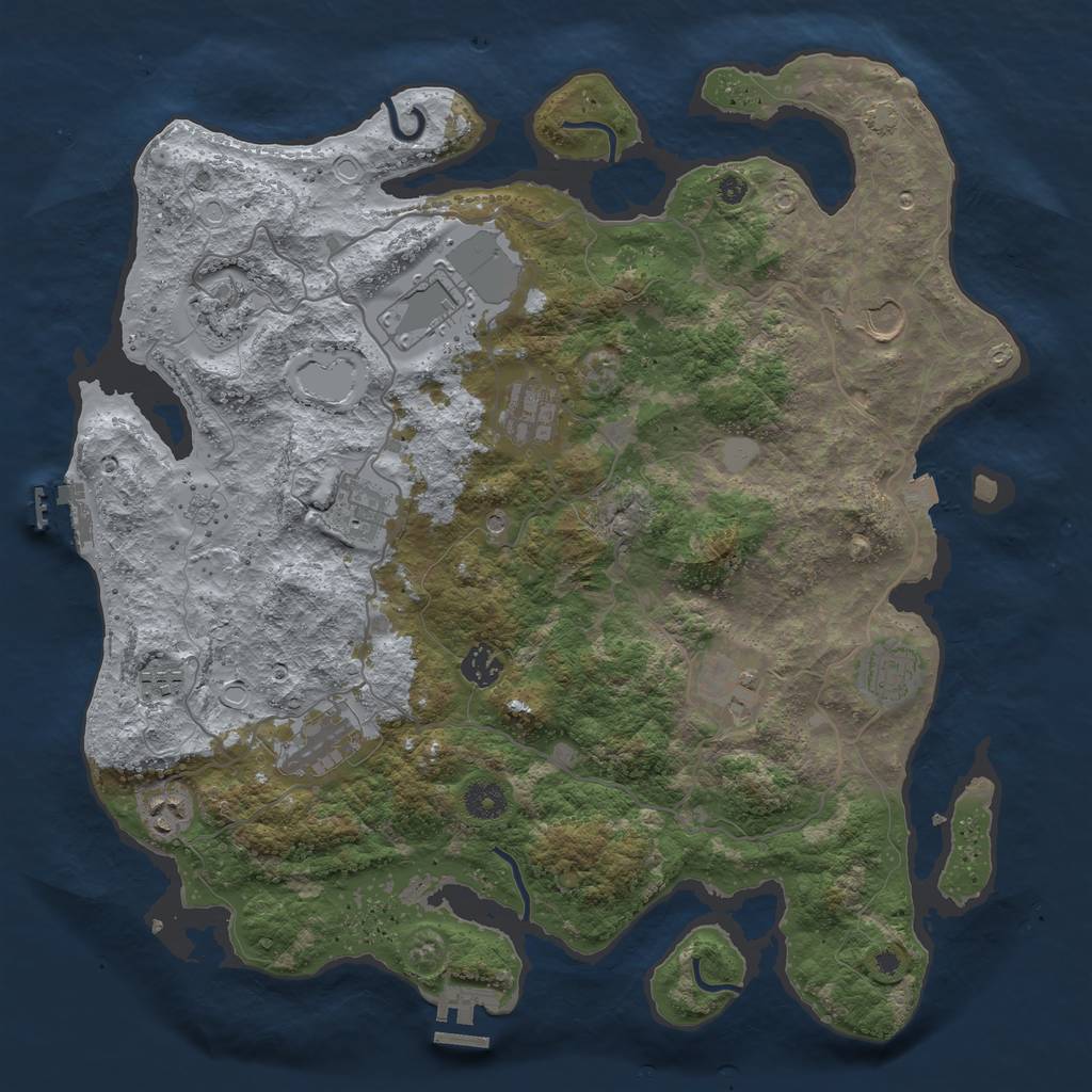 Rust Map: Procedural Map, Size: 4000, Seed: 410396122, 19 Monuments