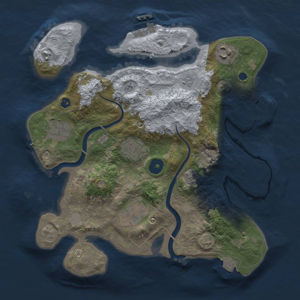 Rust Map: Procedural Map, Size: 3000, Seed: 376038155, 11 Monuments