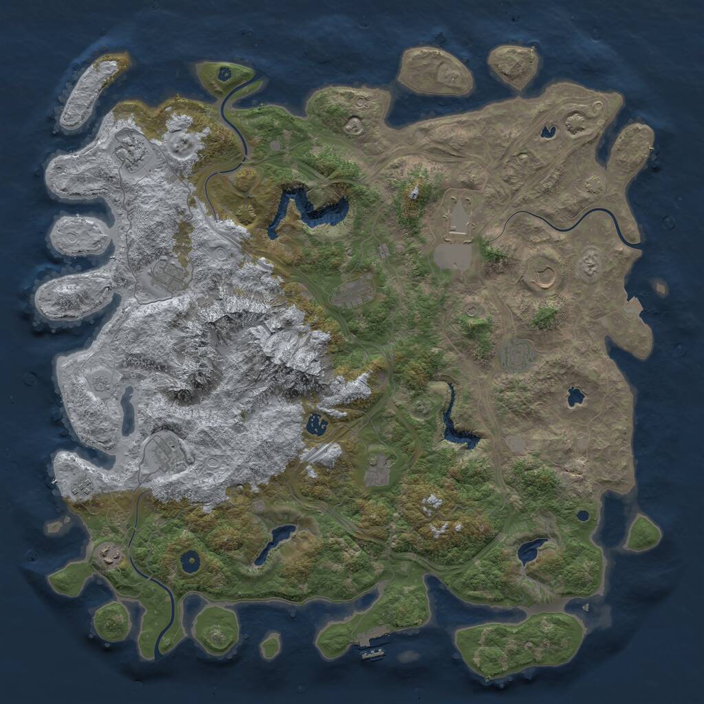 Rust Map: Procedural Map, Size: 5000, Seed: 7423, 16 Monuments