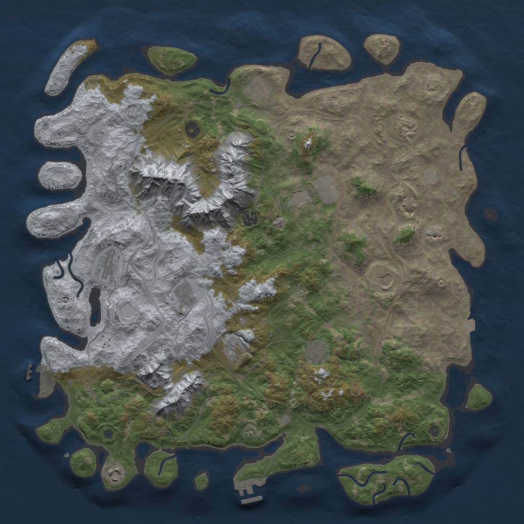 Rust Map: Procedural Map, Size: 5000, Seed: 7423, 19 Monuments