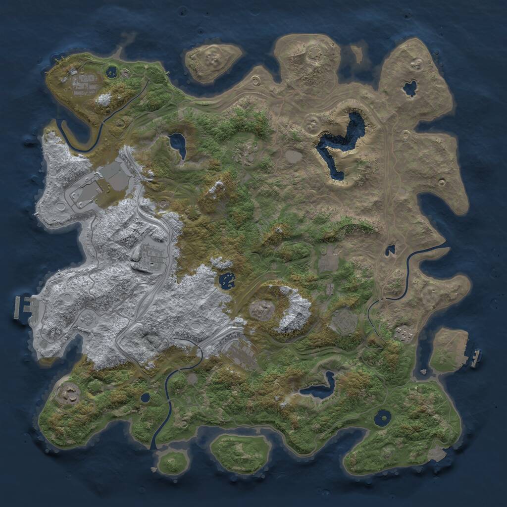 Rust Map: Procedural Map, Size: 4500, Seed: 1005994928, 16 Monuments
