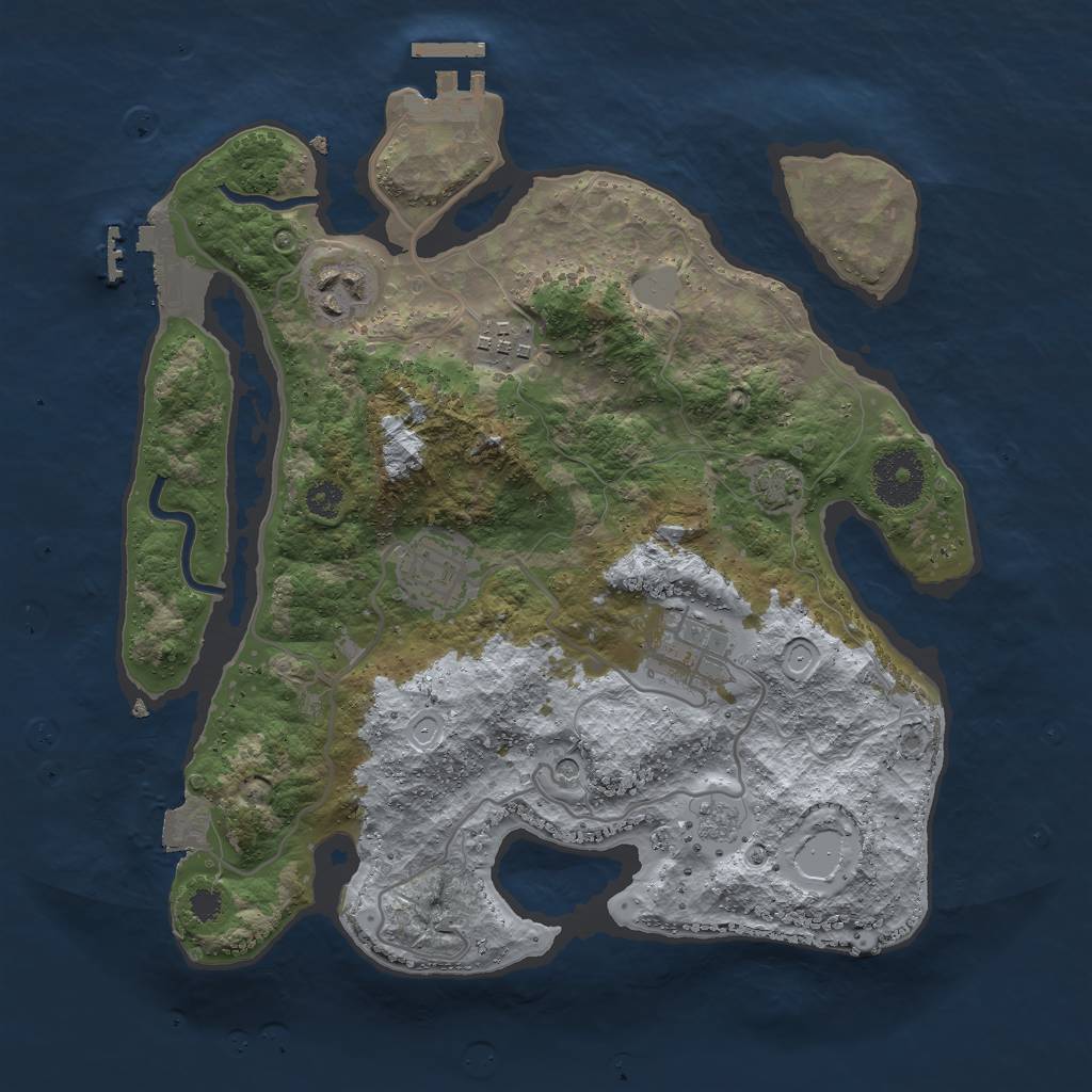 Rust Map: Procedural Map, Size: 3000, Seed: 912727340, 12 Monuments