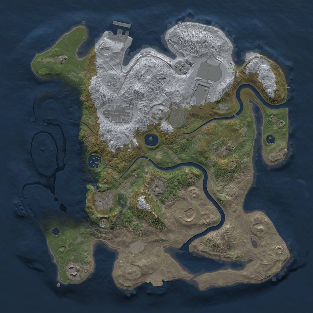 Rust Map: Procedural Map, Size: 3500, Seed: 9117734, 15 Monuments