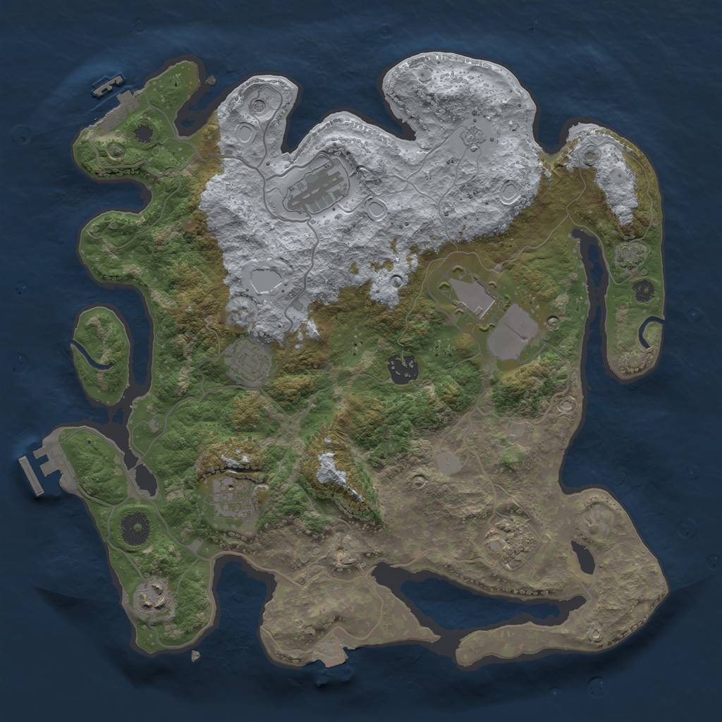 Rust Map: Procedural Map, Size: 3500, Seed: 9117734, 15 Monuments