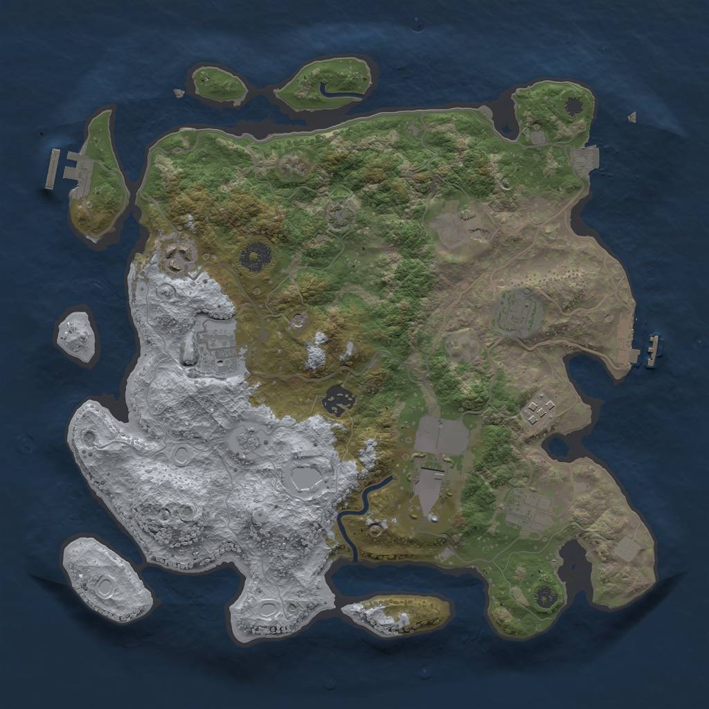 Rust Map: Procedural Map, Size: 3500, Seed: 621281990, 16 Monuments