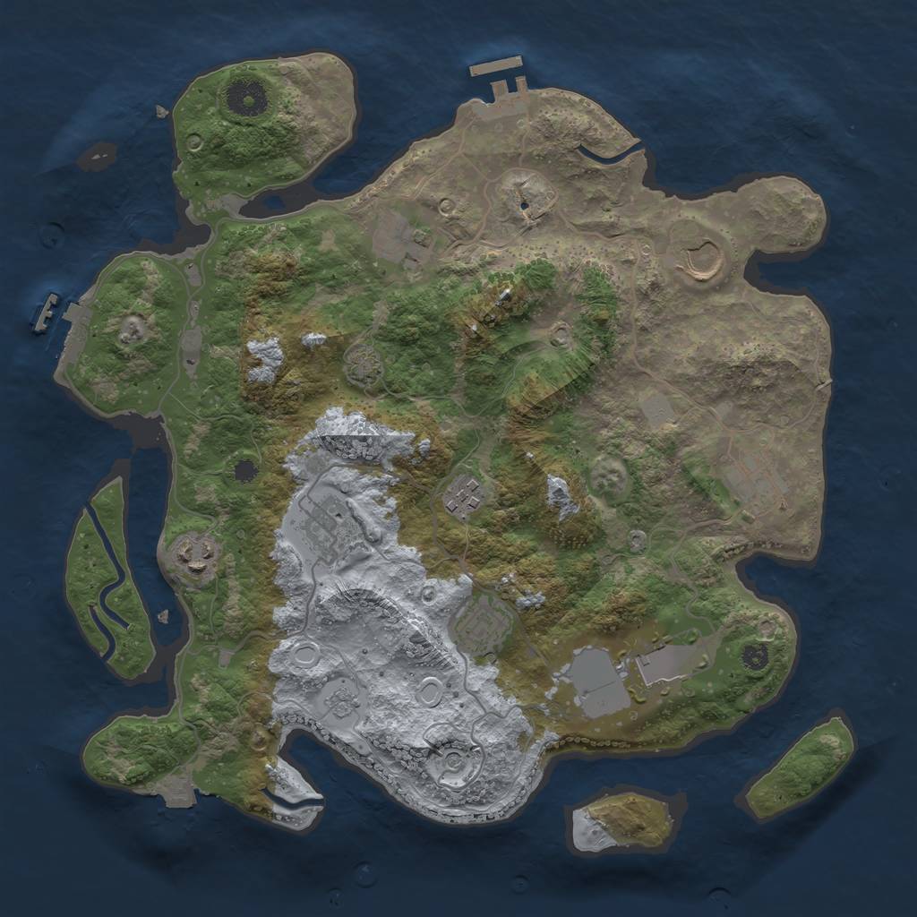 Rust Map: Procedural Map, Size: 3500, Seed: 39625, 16 Monuments