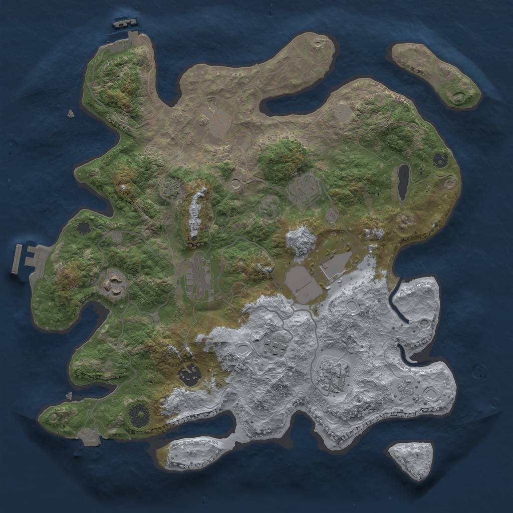 Rust Map: Procedural Map, Size: 3500, Seed: 9995555, 16 Monuments