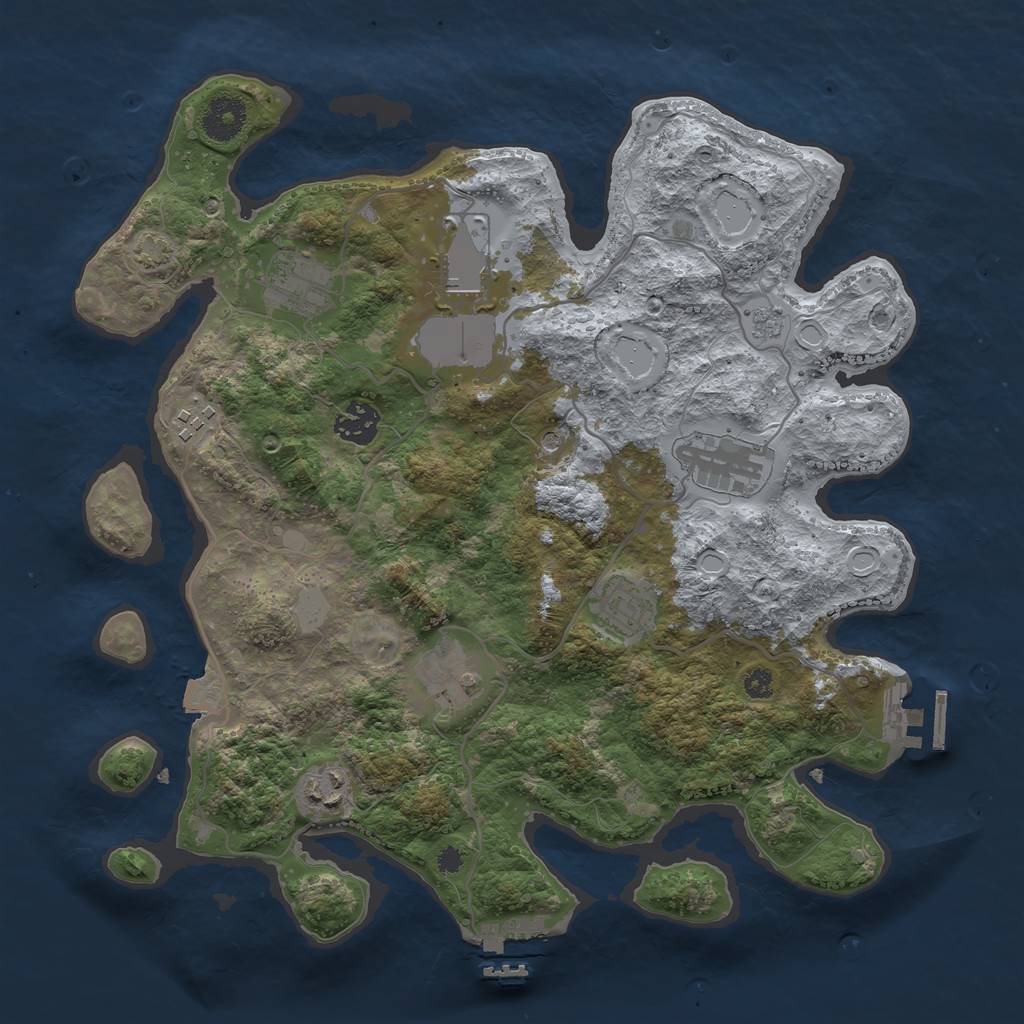 Rust Map: Procedural Map, Size: 3500, Seed: 2044973694, 16 Monuments