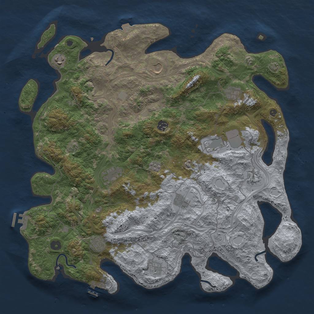 Rust Map: Procedural Map, Size: 4500, Seed: 1988189995, 19 Monuments