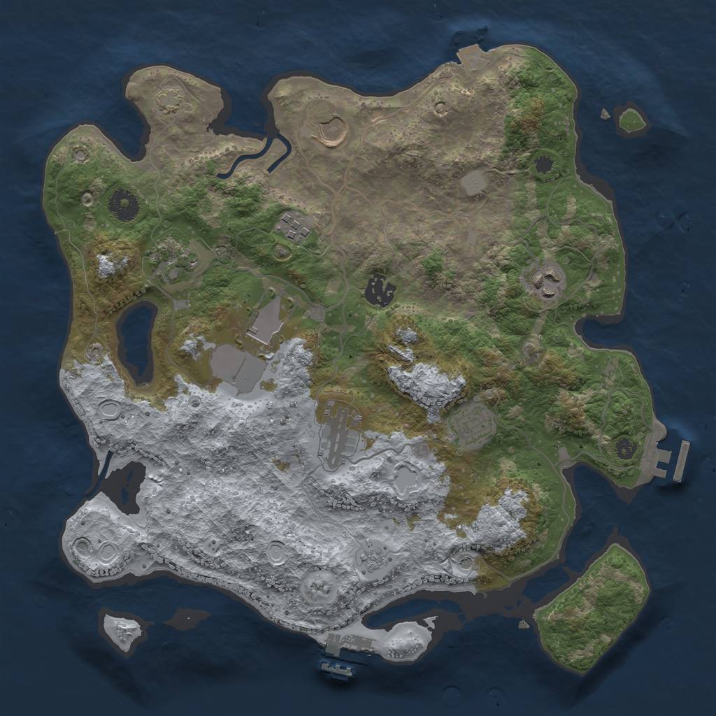 Rust Map: Procedural Map, Size: 3500, Seed: 620567862, 16 Monuments