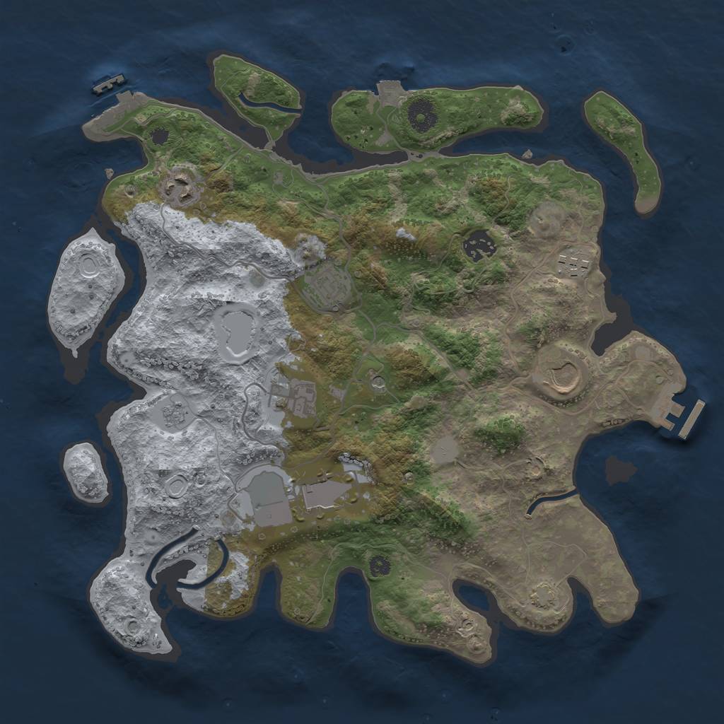 Rust Map: Procedural Map, Size: 3500, Seed: 110492377, 15 Monuments