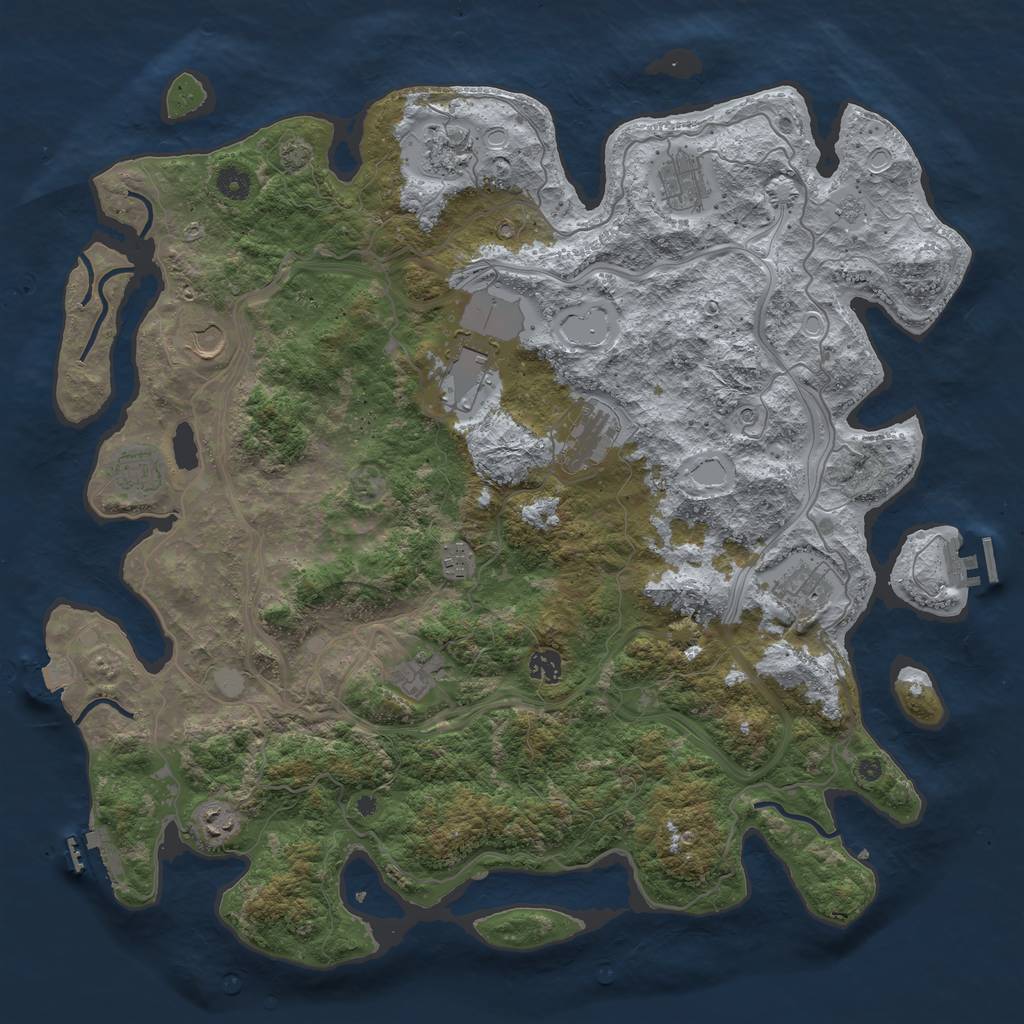 Rust Map: Procedural Map, Size: 4500, Seed: 1736017527, 19 Monuments