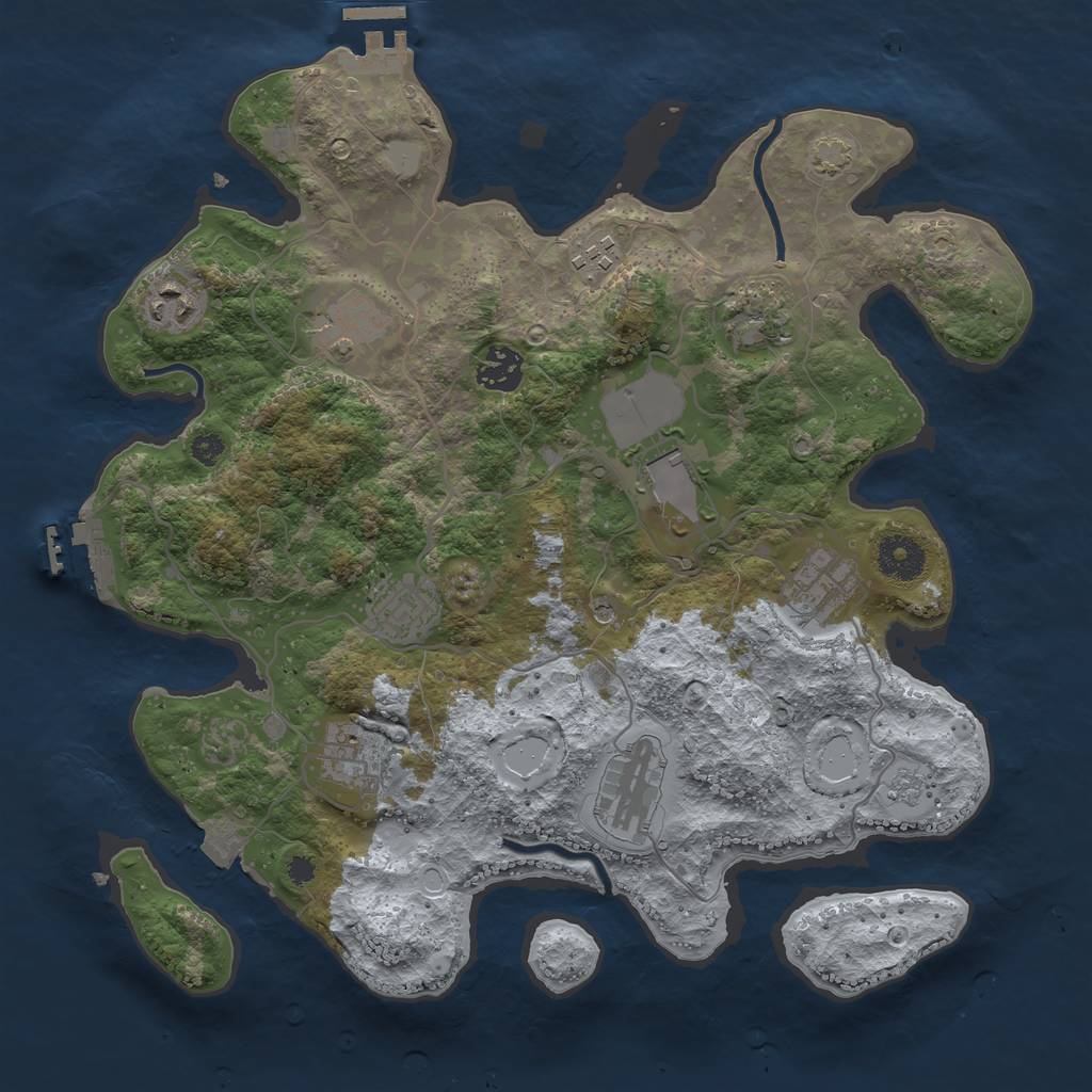 Rust Map: Procedural Map, Size: 3500, Seed: 4260824, 18 Monuments