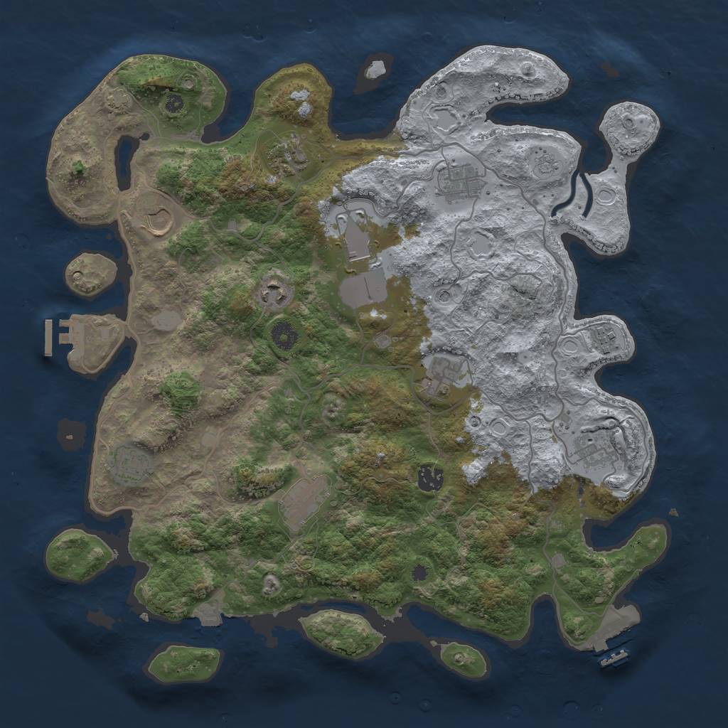 Rust Map: Procedural Map, Size: 4000, Seed: 851517717, 19 Monuments